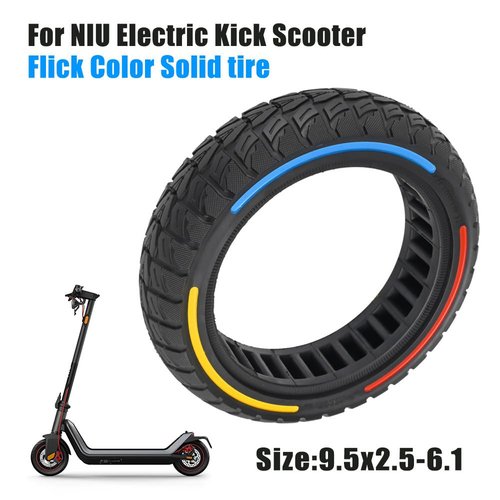 ZAITUO 9.5x2.5-6.1 9.5" Off-Road Honeycomb Tire, Air Pocket Non-Pneumatic Solid Tyre w/Slot 45mm Replacement for NIU KQi3 Pro/Max/Sport Scooter Electric KickScooter Tyre Wheel Parts (A x2)
