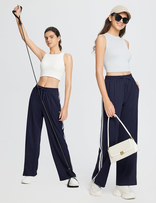 Baleaf Women's Athletic Track Pants - Straight Leg Jogging Sweatpants with Zipper Pockets | Loose Fit