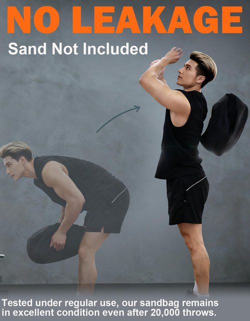 Fitarc Sandbag Workout Bag,Sandbag Training, Sandbags for Fitness,Round Sandbags for Weight Training,Round Sandbag,Cross-Training & Exercise, Workouts Equipment Sand Not Included (Black 50LB)