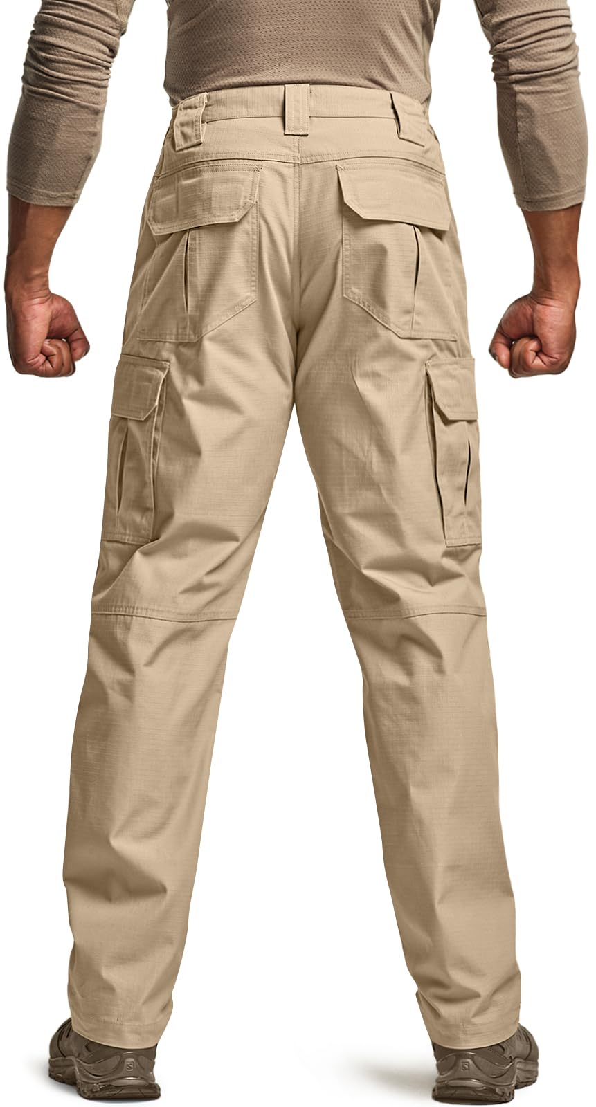 CQR Men's Tactical Pants, Water Resistant Ripstop Cargo Pants, Lightweight EDC Work Hiking Pants, Outdoor Apparel, Raider Khaki, 42W x 30L
