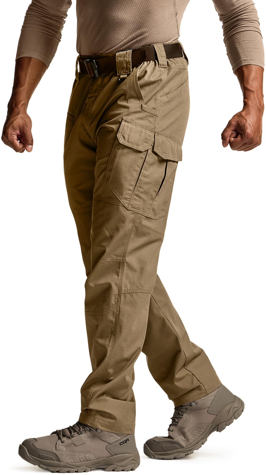 CQR Men's Tactical Pants, Water Resistant Ripstop Cargo Pants, Lightweight EDC Work Hiking Pants, Outdoor Apparel, Raider Mag Pocket Cougar, 34W x 30L