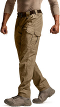 CQR Men's Tactical Pants, Water Resistant Ripstop Cargo Pants, Lightweight EDC Work Hiking Pants, Outdoor Apparel, Raider Mag Pocket Cougar, 34W x 30L