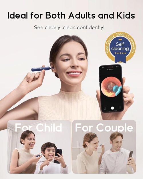 Bebird Earsight Plus D39R Ear Wax Removal Tool - Flexible Camera Otoscope & Family Cleaning Kit