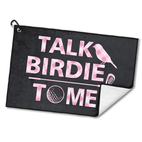 rofiowa Talk Birdie to Me Polyester and Cotton Blend Printed Golf Towel, Funny Pink Golf Accessories for Women, Golf Gift for Golf Fan Her, Golf Lover Birthday Gift, Black 3, OGT043