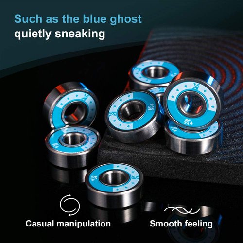 KVENI Ceramic Skateboard Bearings, Premium 608rs Ball Bearing - Pro Longboard Bearings for Quad Skate, Inline Roller Blades, Scooters, Spinners,ABEC, 8 Pack (Blue_1)