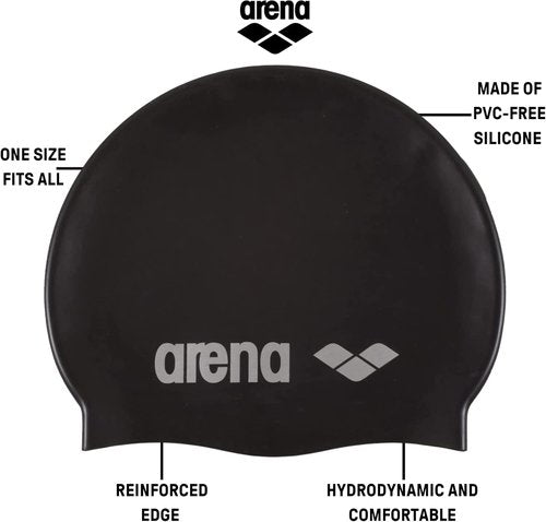 Arena Classic Swim Cap - Unisex Soft Silicone for Comfortable, Non-Slip Long Hair Swimming | Ideal for Intensive Training