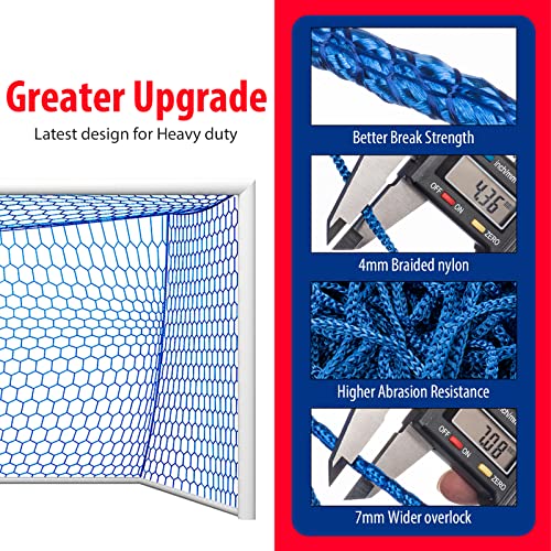 Soccer Goal Net Replacement 24x8FT Blue - Standard Size, Weather-Resistant, Durable Nylon Mesh with 4in Hexagon Mesh, Variation of Blue / Standard 24' W x 8' H x 3' D x 8' B