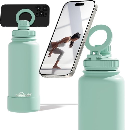 32oz Insulated Tumbler by [Brand Name] - Magnetic Phone Holder, Leak Proof Lid | 24hr Cold & 12hr Hot, Eco-Friendly (Mint Green)