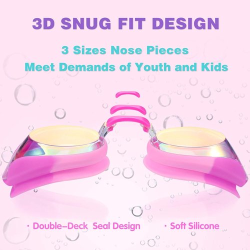 Keary Kids Swim Goggles - Anti-Fog, Waterproof & UV Protection for Ages 3-12 | Clear Vision