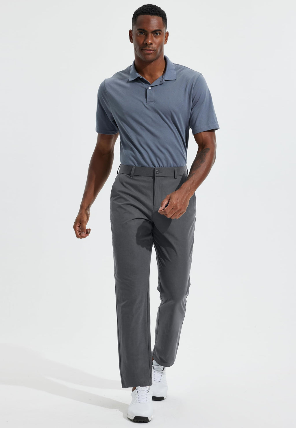Men's Golf Pants 32" Classic Fit Quick Dry Lightweight Stretch Comfy Dress Work Business Casual Trousers for Men Clothing with Pockets, Deep Grey, 34W x 32L