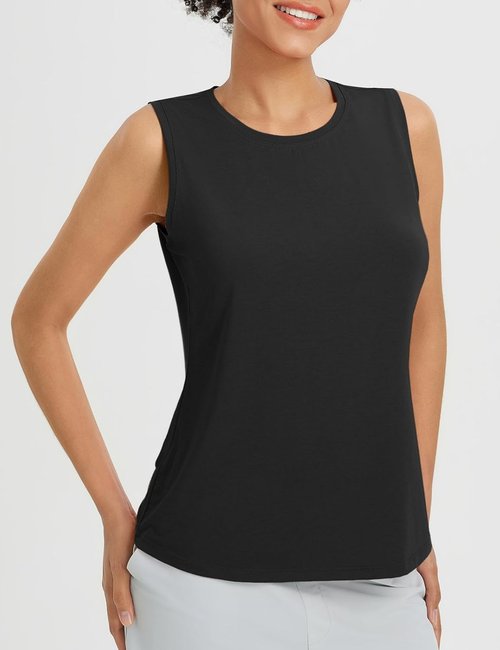 Baleaf Women's Open Back Yoga Tank Top - High Neck Sleeveless Athletic Shirt for Gym & Running