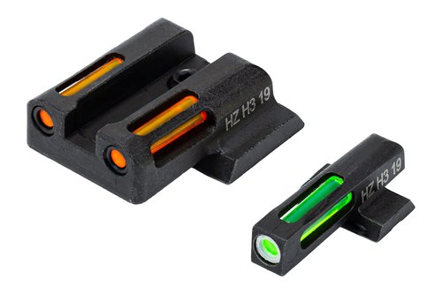 HIVIZ® Litewave H3 Sight Tritium LitePipe Day/Night for Shield Models in 9mm, Green/Orange litepipes w/White Front Ring, One Size (MPSN421)