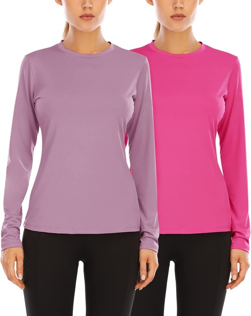 Isnowood Women's UPF 50+ Sun Protection Long Sleeve Rash Guard | Athletic Swim Shirt for Hiking & Running