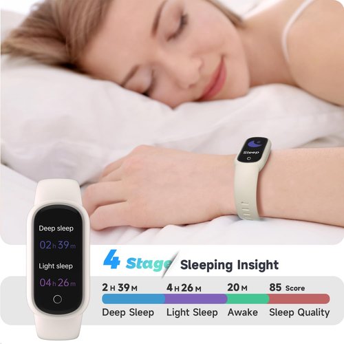 TOOBUR Fitness Tracker Watch with Heart Rate/Sleep Tracker/IP68 Waterproof, Activity Tracker with Pedometer Step Counter, Health Watch for Women Men with 14 Sports Compatible Android iOS, Beige