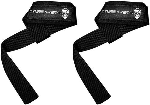 Gymreapers Weightlifting Wrist Wraps & Lifting Straps Combo - Competition Grade Support with Thumb Loop & Padded Neoprene (Black)