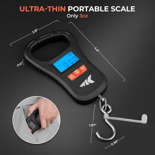 KastKing ToughTide Fishing Scale - Ultra-Thin Digital Design, 65lb Capacity, USB Charging, LCD Display