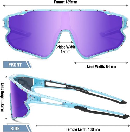DUCO Kids Sunglasses - Lightweight TR90 Frame with UV400 Protection | Stylish Sports Shades for Boys & Girls