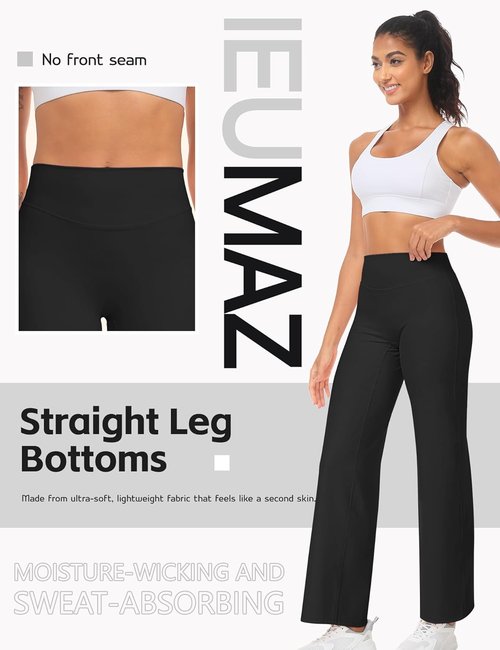 Ieumaz High Waist Gym Leggings - Stretchy Casual Yoga Pants for Women | Straight Leg Design