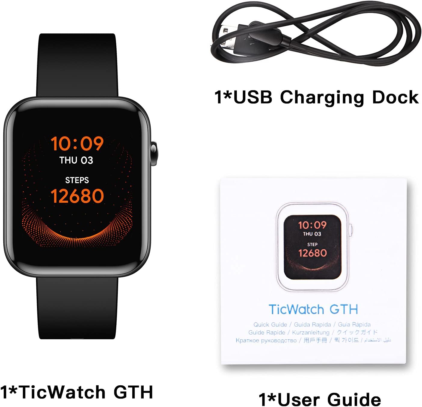 Ticwatch GTH Smartwatch - 24-Hour Skin Temperature & Heart Rate Monitoring | 5ATM Water Resistant, 10-Day Battery Life