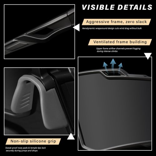 DioKiw 4pcs Polarized Sport Sunglasses Men Cycling Driving Fishing UV Protection Sun Glasses Lightweight Big Frame Mountain Bike Goggles