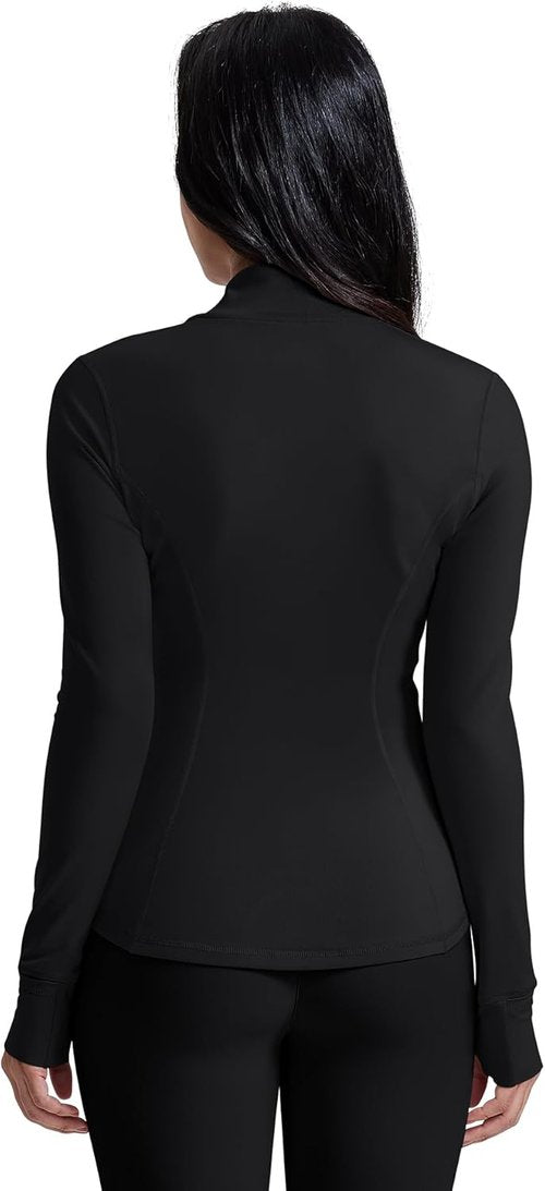 AVGO Women's Running Jacket - Lightweight Slim Fit Zip-Up Athletic Top with Pockets & Thumb Holes