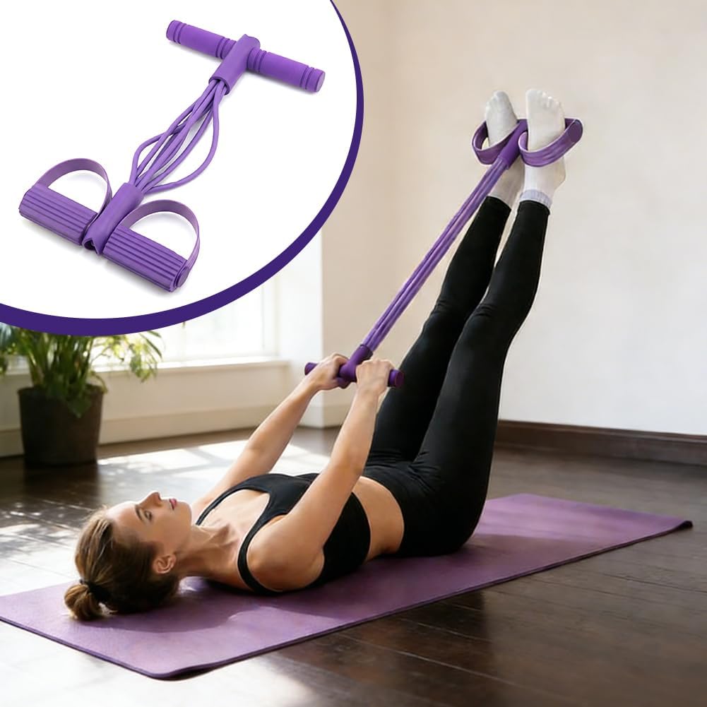 Skiennix Pedal Resistance Band - 6-Tube Multifunctional Design for Abdomen, Arms & Legs