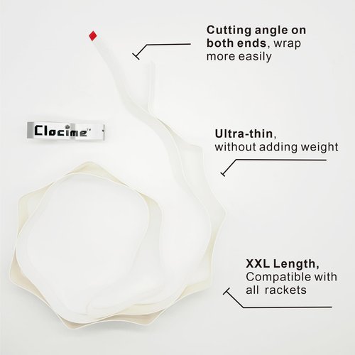 Clocime Anti Slip Tennis Overgrip, Racket Grip Tape for Tennis, Padel, Badmintion, Pickleball Racket, 6-Pack (White-T)