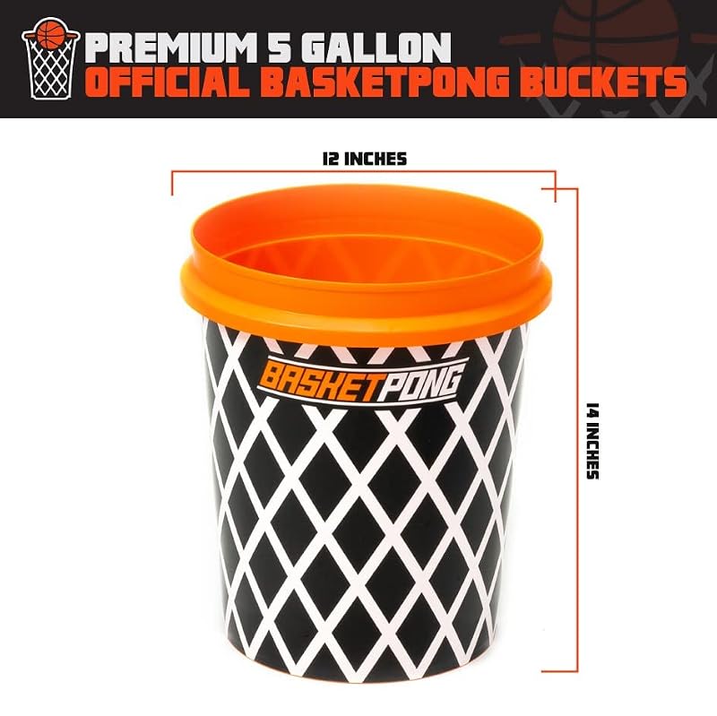 Giant Yard BasketPong Outdoor Game Set with 12 Buckets, 2 Balls & Carrying Bag