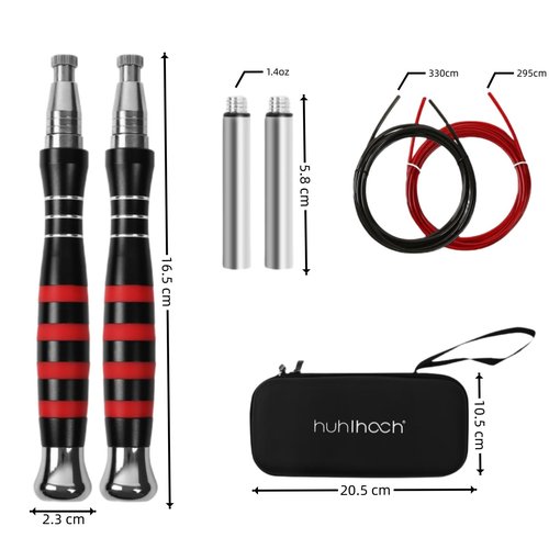 Huhloch Speed Rope - Jump Rope for Men with Self Locking No Screw Design 360 Degree Fast Rotation Non Slip Silicone Texture Weighted Jump Rope Includes 2 Speed Ropes Easy Setup 2 Handles Portable Fitness Jump Ropes for Boxing