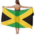 Jamaican Flag Beach Cover Up Sarong Wrap – Lightweight Silk-Chiffon Shawl