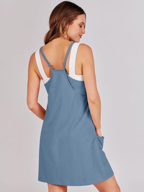 ANRABESS Athletic Dress - Summer Tennis Mini Romper with Built-In Shorts for Active Travel & Workouts