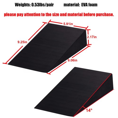 Squat Wedge Block Non-Slip Slant Board Calf Stretcher, 2pcs Ankle Foot Knee Leg Stretch Ramp, Heavy Duty Incline for Heel Elevated Exercise, Deadlift, Lunge, Yoga, Pilates, Physical Therapy