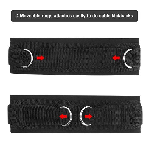 HYVAWO Waist Belt Neoprene Padded Gym Pulley Strap with Rings for Cable Machines Fitness Exercise Speed Agility Resistance Training
