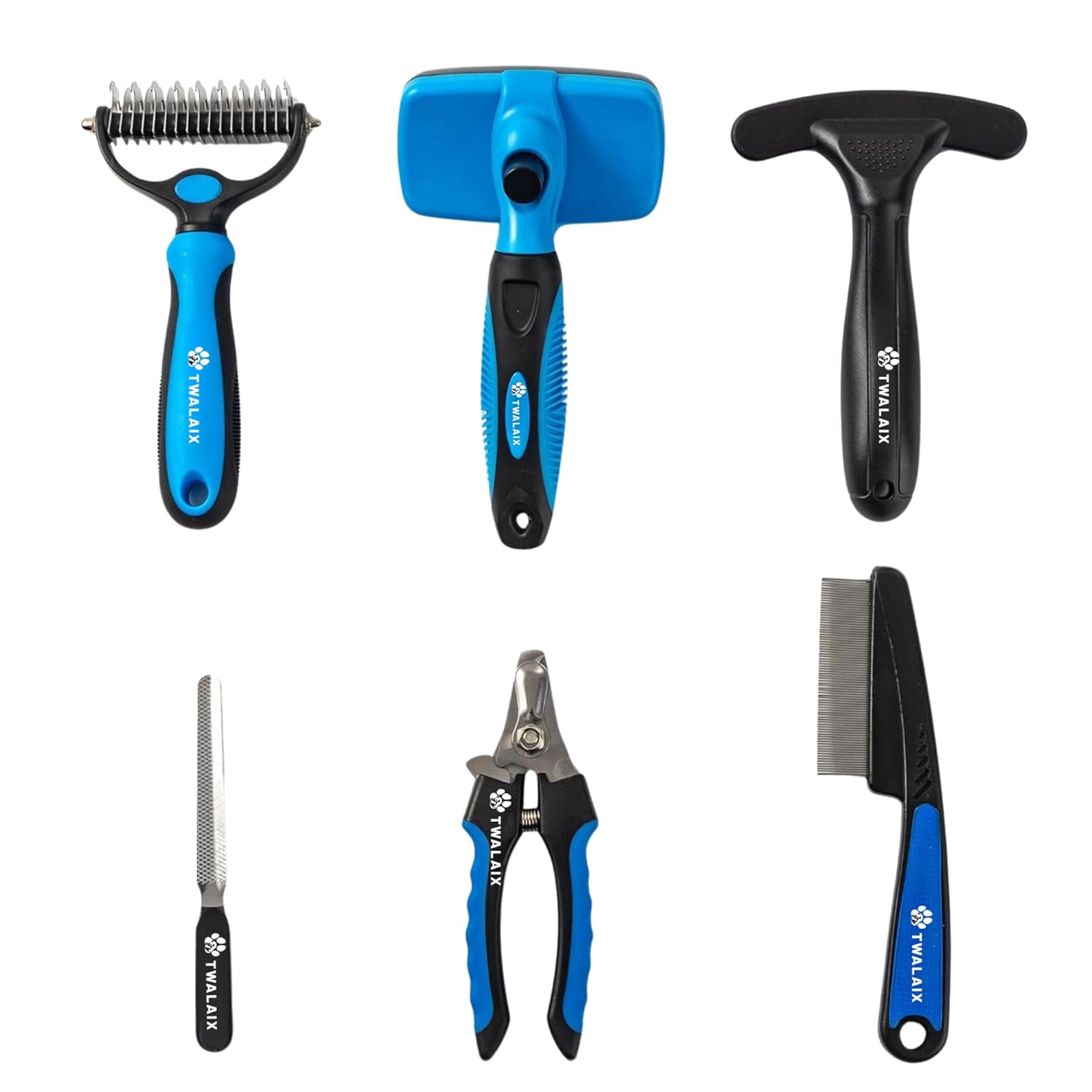 Skiennix 6-in-1 Pet Grooming Kit - Versatile Brush, Nail Clipper & Flea Comb for All Coat Types