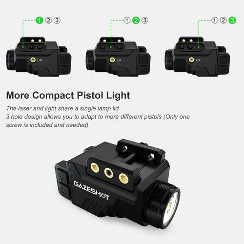 GAZESHOT Mini 700 Lumen Pistol Light Laser Combo Weapon Light Tactical Flashlights, Magnetic USB Rechargeable with Blue Beam Sight and Strobe Mode for GL and Picatinny Rail