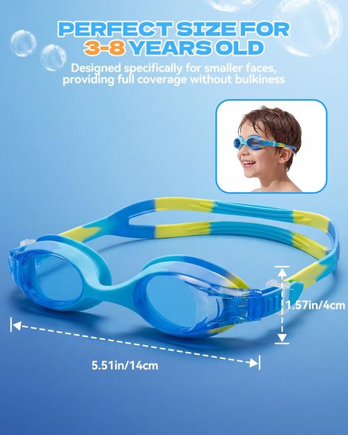 Aegend Swim Goggles for Kids - Anti-Fog Comfort Fit for Boys & Girls Ages 3-8 | Stylish Design