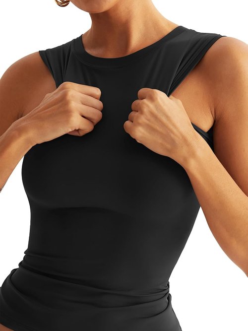 Eachyes Women's High Neck Racerback Tank Top - Fitted Sleeveless Design for Summer Outfits | Comfortable & Stylish