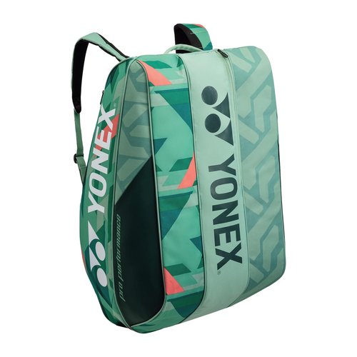 Yonex Pro Racquet Bag 12, Multi-Compartment 12-Racket Tennis Gear Travel Pack, Backpack Carry Straps/Grab Handle, Olive Green