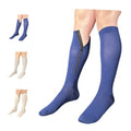Ziperior Closed Toe 15-20 mmHg Compression White Navy Gray Inside Zipper Socks (Navy, 2X-Large)
