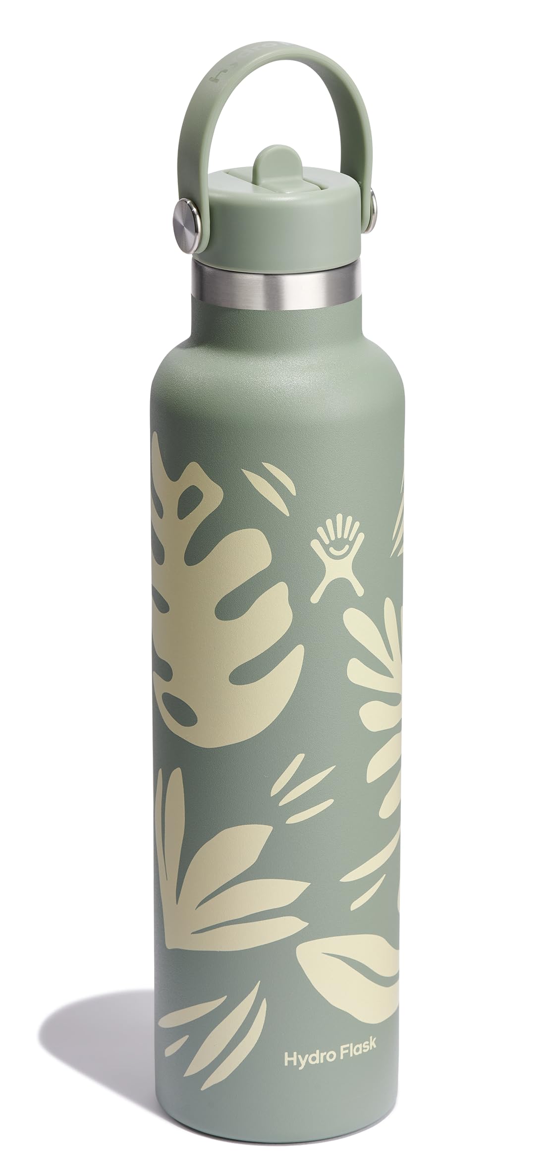 Hydro Flask Water Bottle - Insulated Stainless Steel - Straw Lid, Non Spill, Leakproof 24 Oz Botanical Bliss Green