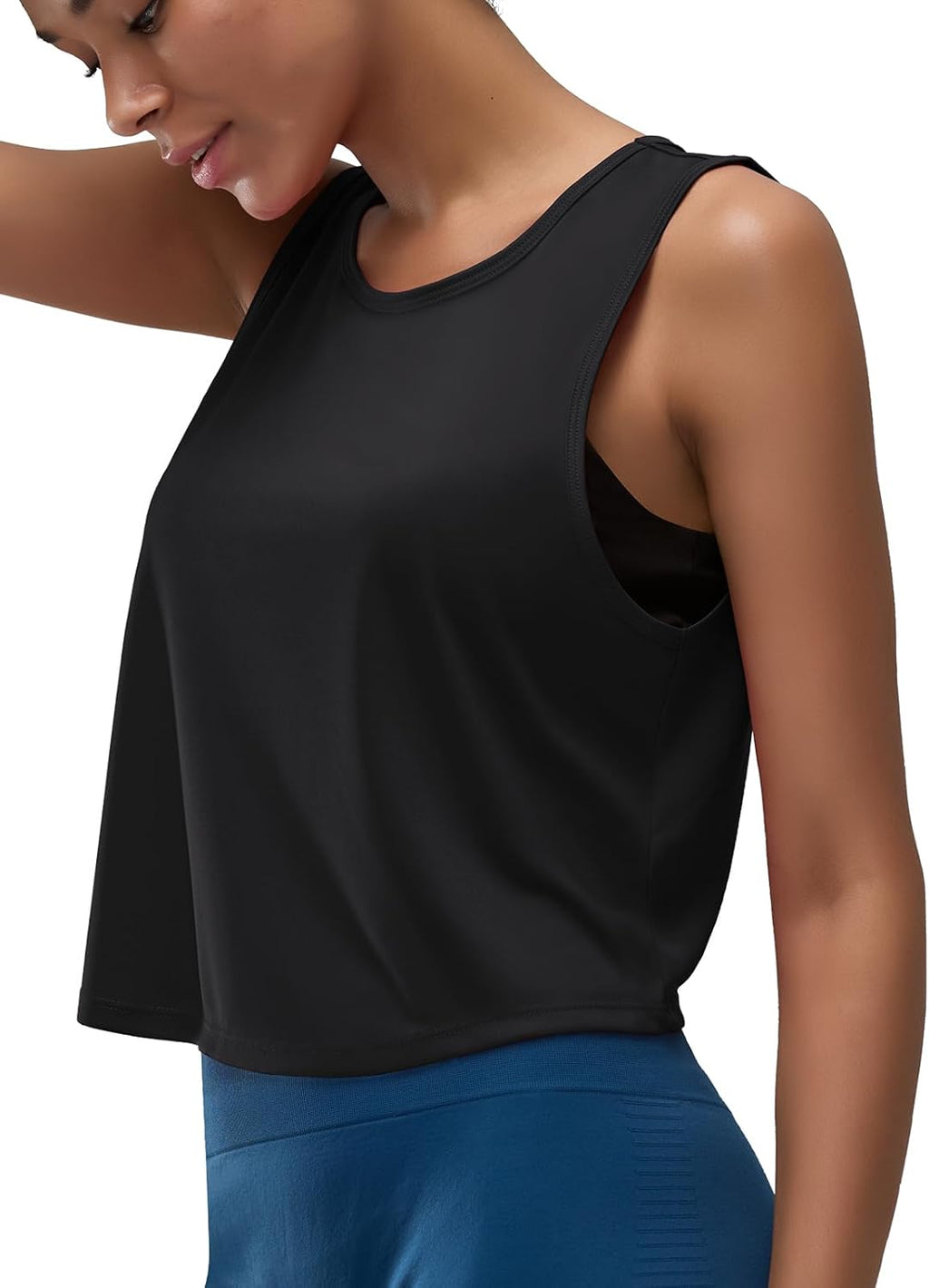 Skiennix Women's Back-Knotted Workout Crop Tank - Cute Sleeveless Gym Shirt for Running
