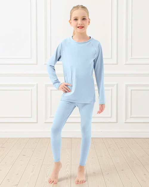 JiAmy Girls Yoga Leggings Girls Athletic Leggings Training Bras Set Kids Gym Crop Tank Top Activewear set for 6-7 Years Blue