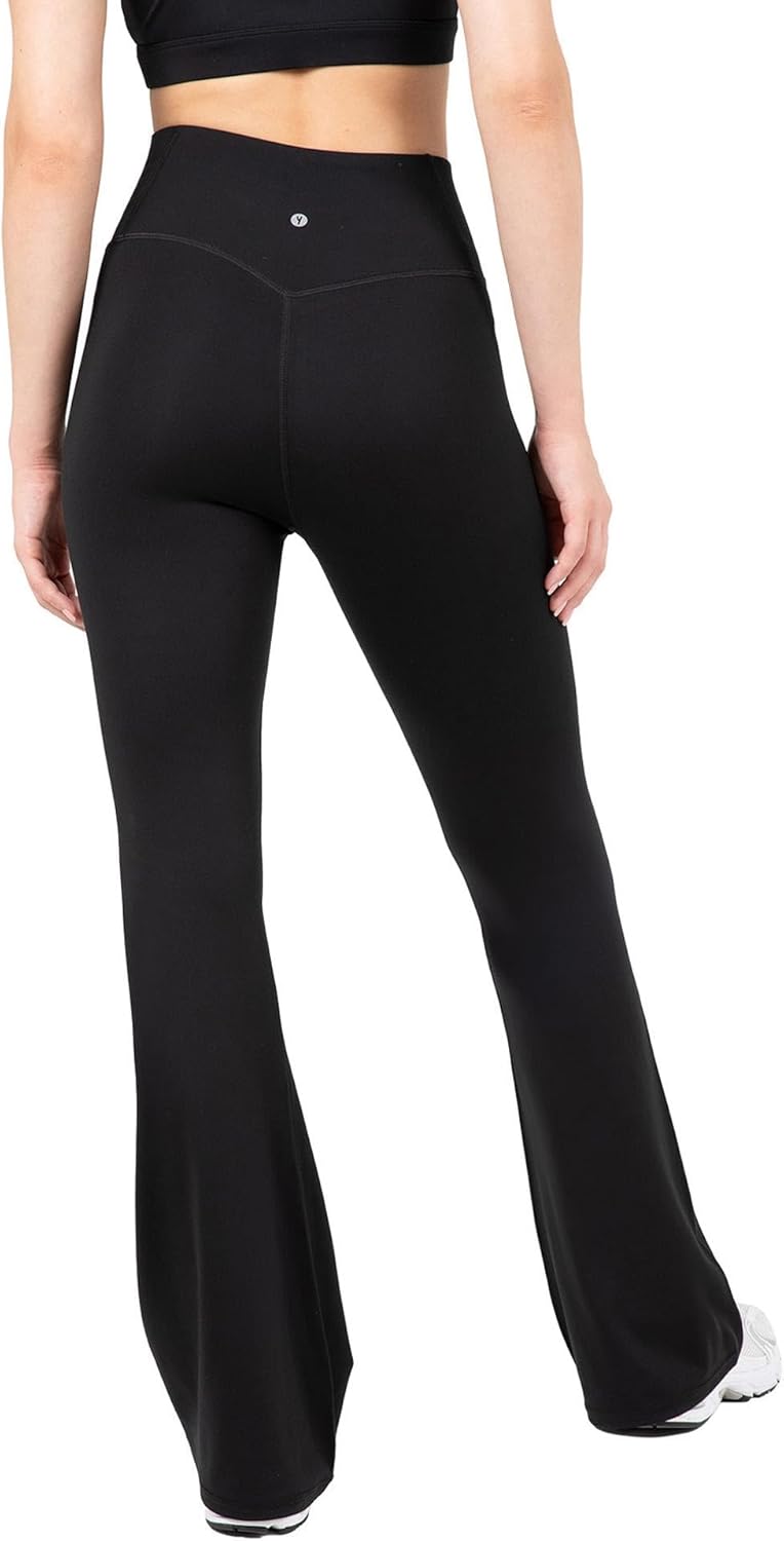 YITTY Active High Waist Crossover Flare Leggings - Buttery Soft Yoga Pants with V-Shape Waistband