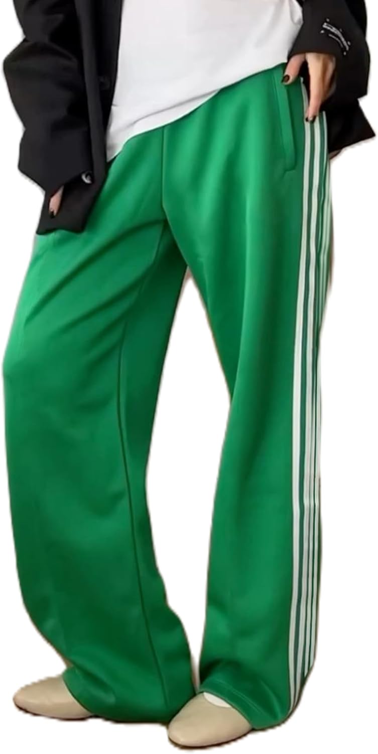 UAURORAO Women’s Y2K Track Pants - Baggy Striped Joggers with Elastic Waist & Pockets | Color Block Design