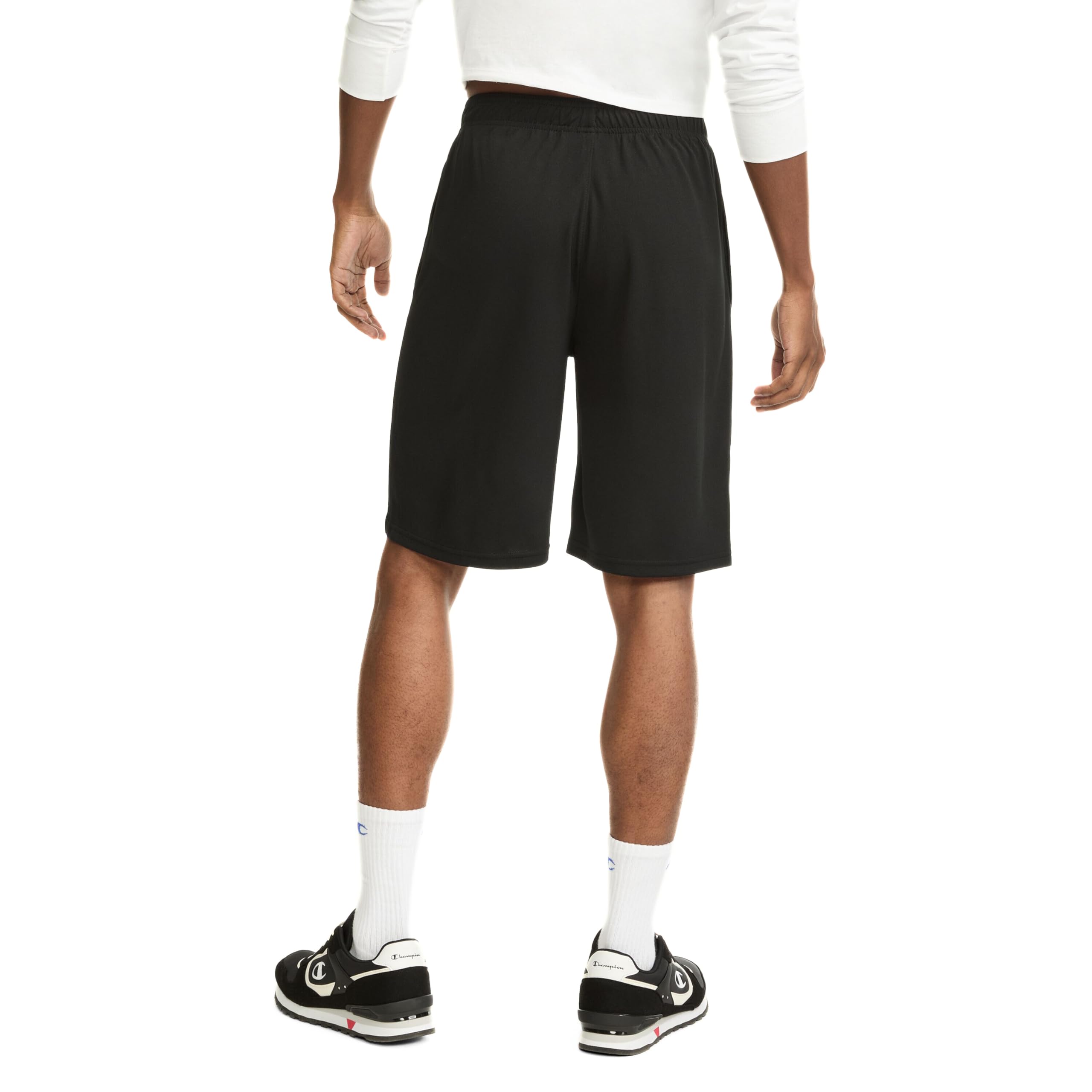 Champion Men's Sport Shorts, Standard Fit, 10 Inch Inseam, Lightweight Fabric, Moisture-Wicking, Available in Regular and Big & Tall, Black, Medium