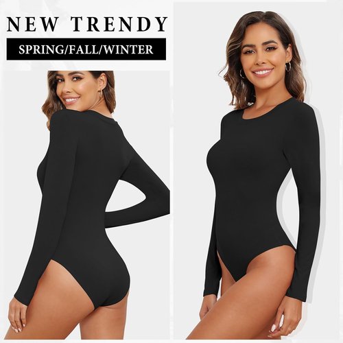 Balennz Women's Long Sleeve Bodysuit - Round Neck Top for Fall | Comfortable & Stylish Fit