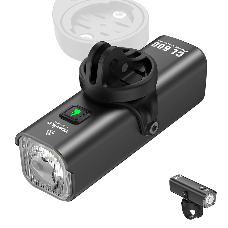 Towild CL600 Bike Front Light — Rechargeable, Waterproof, Garmin/GoPro Mount Compatible