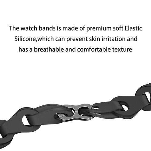 Lamshaw Compatible for Amazfit Helio Bands, Quick Release Elastic Silicone Hollowed Out Replacement Straps Compatible for Amazfit Helio Fitness Tracker Wristband (Black)