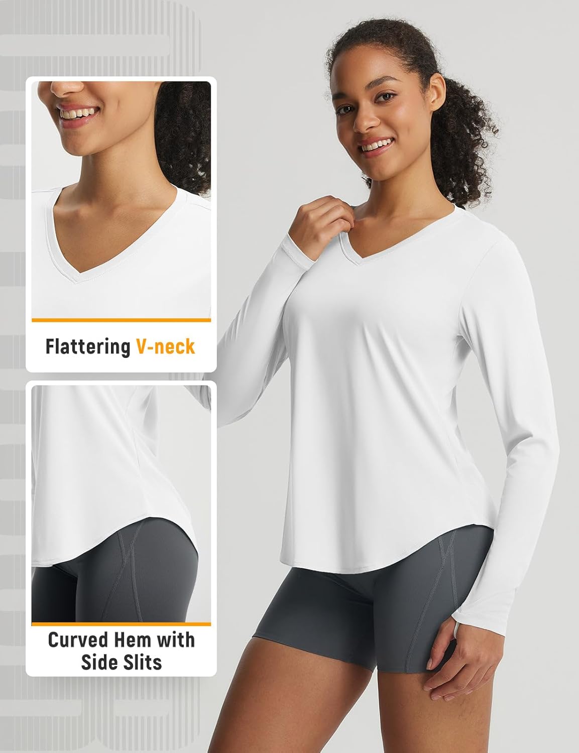 Baleaf Women's Long Sleeve V-Neck Sun Shirt - UPF 50+ Quick-Dry UV Protection for Hiking & Running