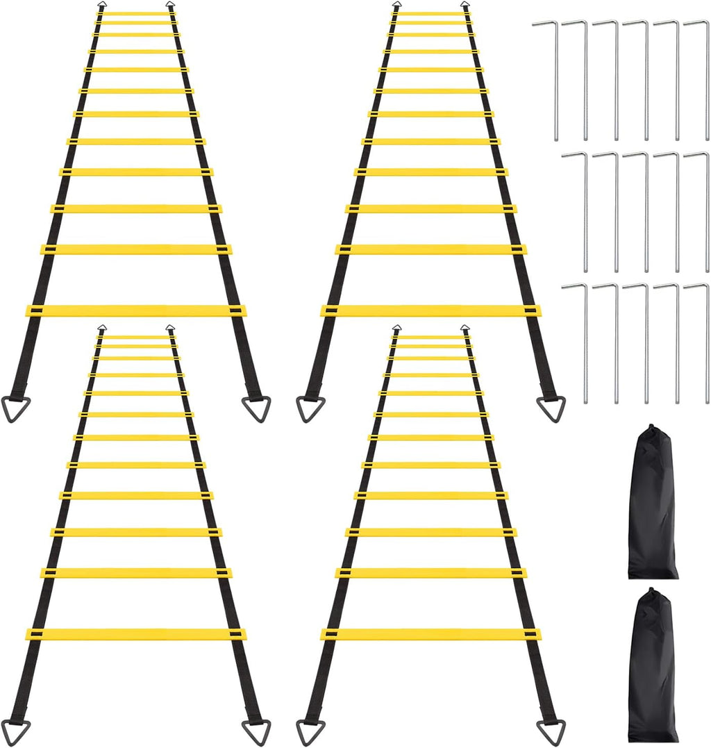 Skiennix Agility Ladder Set - 12 Rungs with Steel Stakes & Carry Bag for Speed Training | Soccer Fitness
